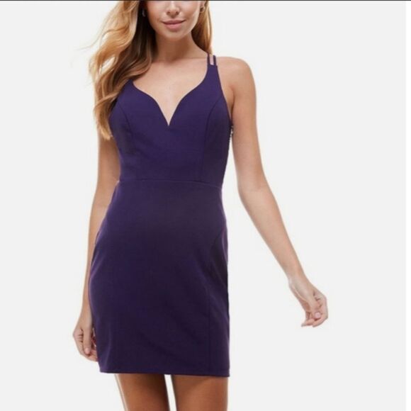City Studio Strappy Back Purple Midi Dress - Picture 1 of 9